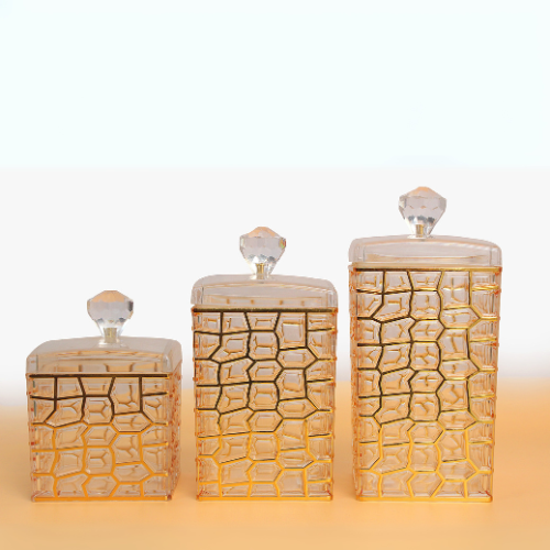 4. Acrylic jar airtight Set of 3 | 500ml | 750ml | 1000ml food grade premium quality