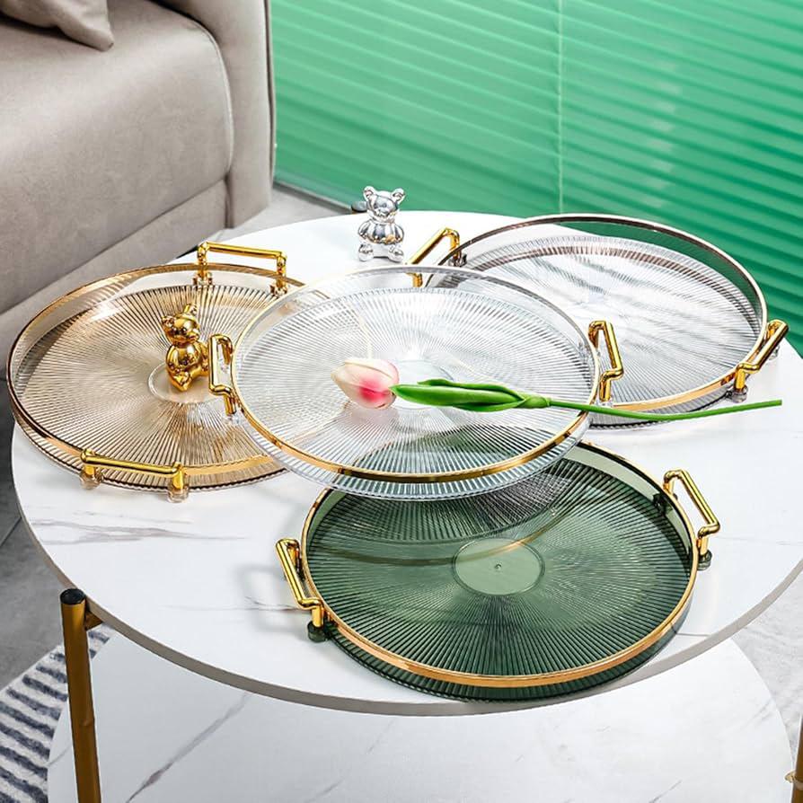 Luxury Serving Tray, with Handles Cosmetic Perfume Makeup Display Multifunction Decorative Decorative Tray, Jewelry Tray for Living Room