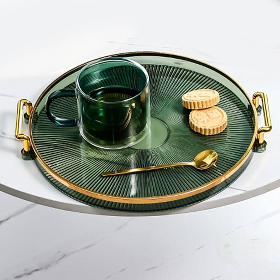 Luxury Serving Tray, with Handles Cosmetic Perfume Makeup Display Multifunction Decorative Decorative Tray, Jewelry Tray for Living Room