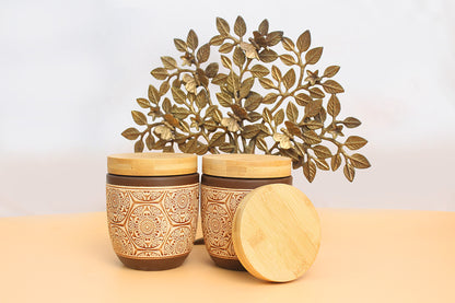 Air tight containers for Kitchen storage | tea offee set sugar container set of 3 | Wooden lid with ceramice canisters | food grade