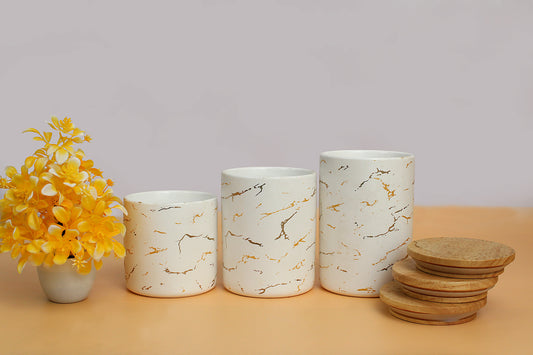 Set of 3 Ceramic jar set with Wooden lid  500ml | 750ml |1000ml Air tight container kitchen storage