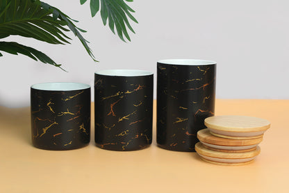 Set of 3 Ceramic jar set with Wooden lid  500ml | 750ml |1000ml Air tight container kitchen storage