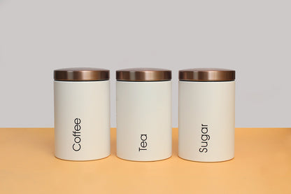 3xMetal Tea Coffee Sugar Canisters Kitchen Office Food Nut Storage Jars Pots White|Home & Garden | Kitchen, Dining & Bar | Kitchen Storage & Organization | Canisters & Jars