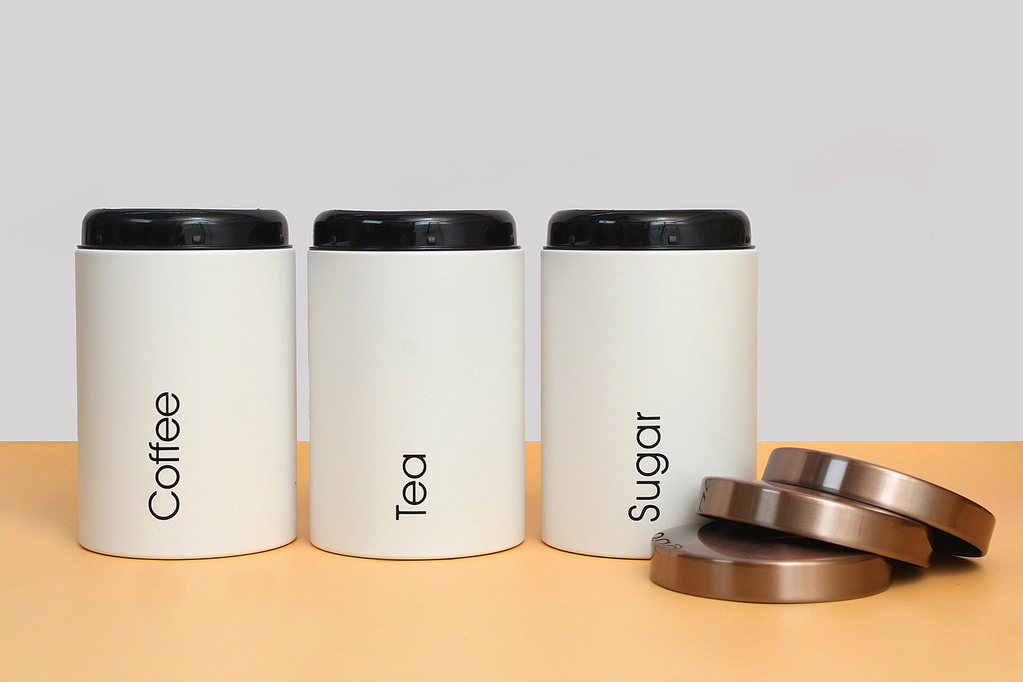 3xMetal Tea Coffee Sugar Canisters Kitchen Office Food Nut Storage Jars Pots White|Home & Garden | Kitchen, Dining & Bar | Kitchen Storage & Organization | Canisters & Jars