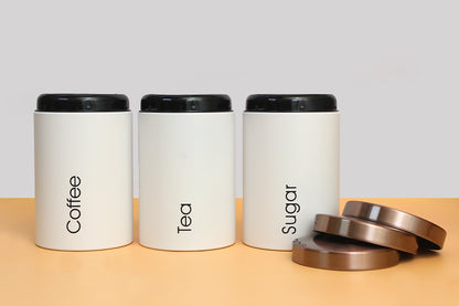 3xMetal Tea Coffee Sugar Canisters Kitchen Office Food Nut Storage Jars Pots White|Home & Garden | Kitchen, Dining & Bar | Kitchen Storage & Organization | Canisters & Jars