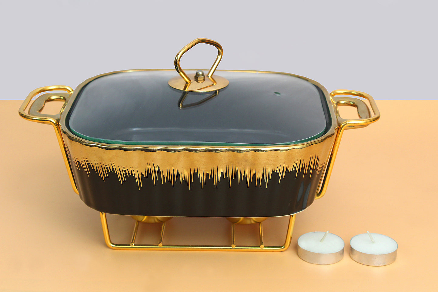 Casserole Dish Serving Tray Casserole Tray for Entertaining Holidays Wedding Black | 1X Chafing Dish-11 inches