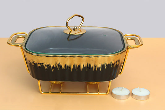Casserole Dish Serving Tray Casserole Tray for Entertaining Holidays Wedding Black | 1X Chafing Dish-11 inches