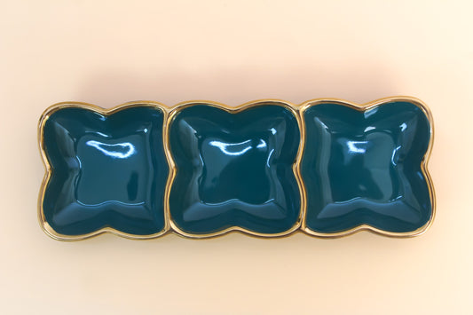 Three-slot Sauce Dish Relish Plate Bowl for Seasoning Spices Appetizers Dinnerware