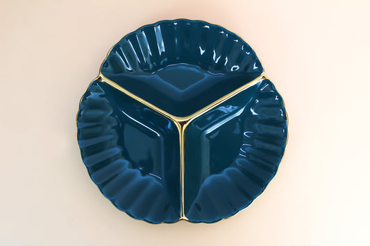 Ceramic Partition Platter, Snacks/Nuts/Dish Serving Plate
