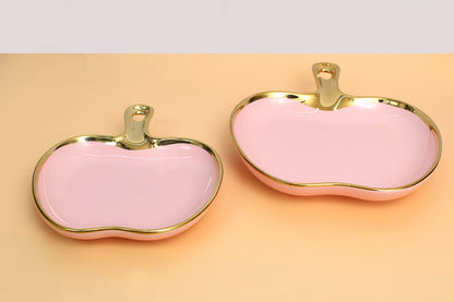 Ceramic plate designed in the shape of an apple with a gold rim | 1 piece