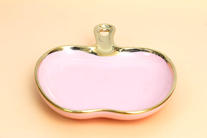 Ceramic plate designed in the shape of an apple with a gold rim | 1 piece