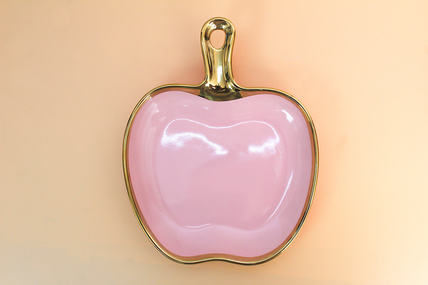 Ceramic plate designed in the shape of an apple with a gold rim | 1 piece