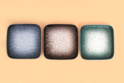 Porcelain Square Snack Plate set of 3
