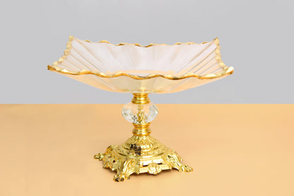 square shaped Glass fruit bowl with metal stand