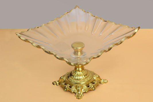 square shaped Glass fruit bowl with metal stand