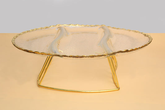 Glass platter with metal stand