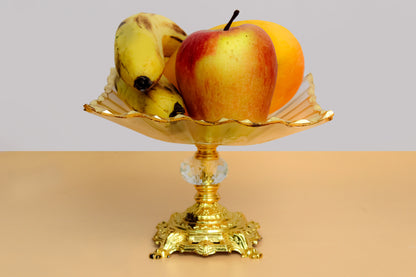 square shaped Glass fruit bowl with metal stand