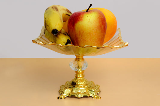 square shaped Glass fruit bowl with metal stand