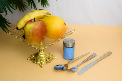square shaped Glass fruit bowl with metal stand