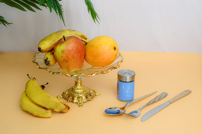 Round shaped Glass fruit bowl with metal stand