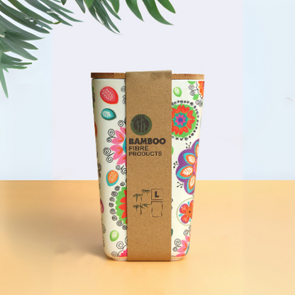 bamboo fiber storage box/canister with Air tight, Silicon Seal wooden lid to keep and serve dry fruits, chips, biscuits and candies. pack of 1 piece