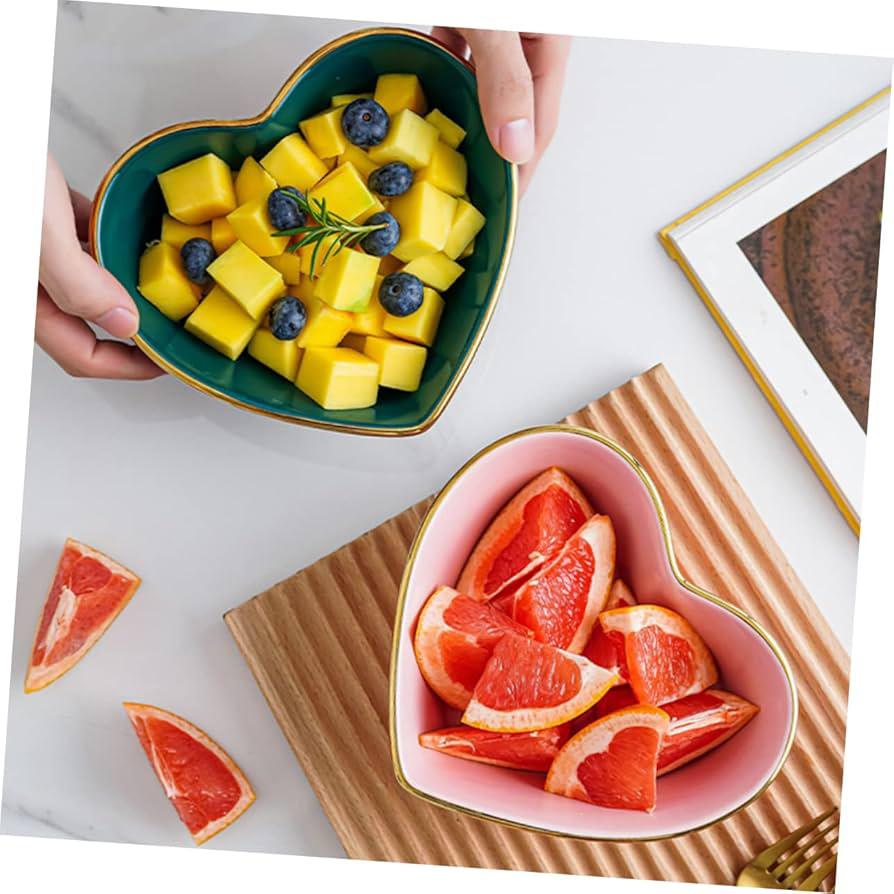 heart-shaped ceramic bowl set of 2