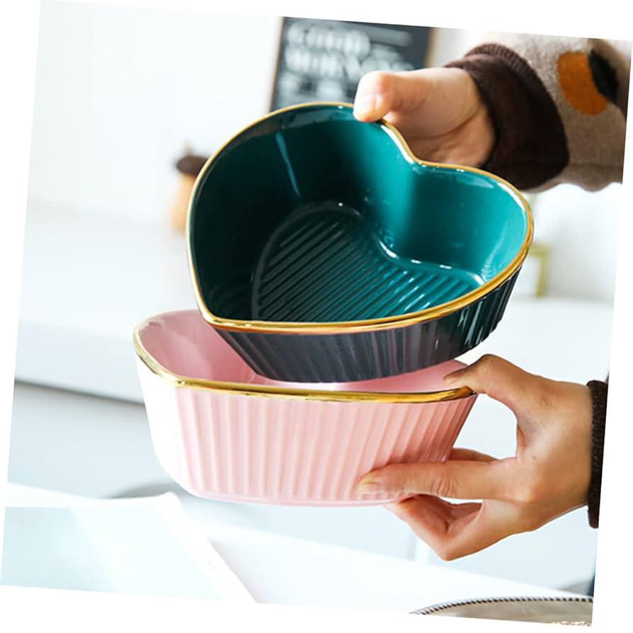 heart-shaped ceramic bowl set of 2