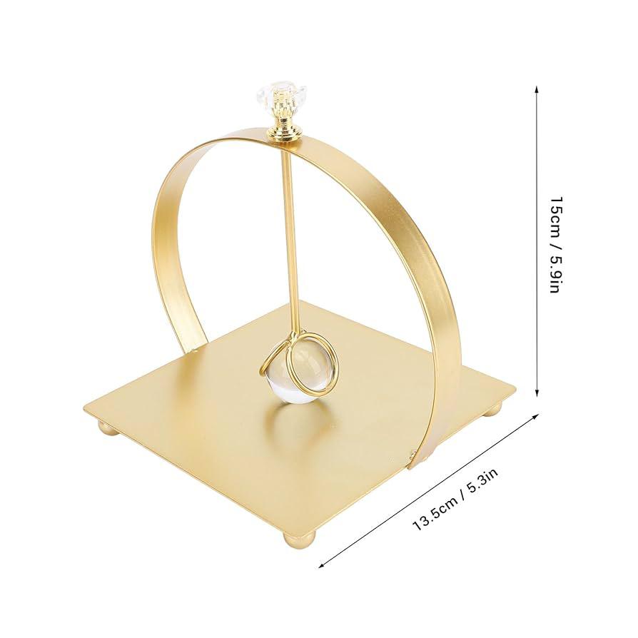 Napkin Holder for Table, Flat Napkin Holder with Weighted Arm, Standing Napkin Dispenser for Home Kitchen Restaurant Hotel Cafe Bar Arc Handle (Gold)