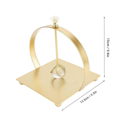 Napkin Holder for Table, Flat Napkin Holder with Weighted Arm, Standing Napkin Dispenser for Home Kitchen Restaurant Hotel Cafe Bar Arc Handle (Gold)